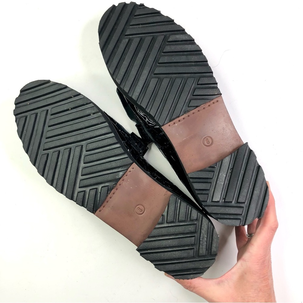 ASOS vegan patent leather croc alligator print kiltie tassel loafer black 8 - Picture 9 of 11